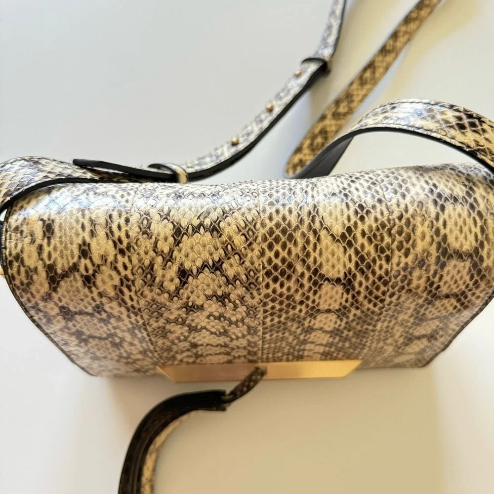 Brian Atwood Cream Snakeskin Leather Crossbody Bag - Picture 9 of 14